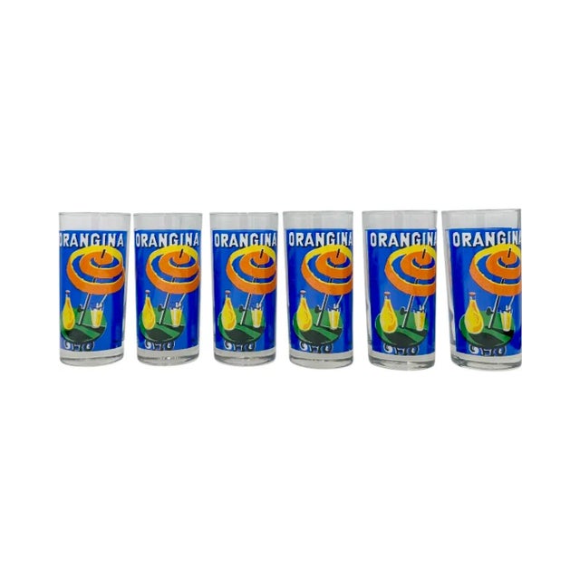 Vintage Set 6 Orangina Drinking Glasses For Sale - Image 15 of 15