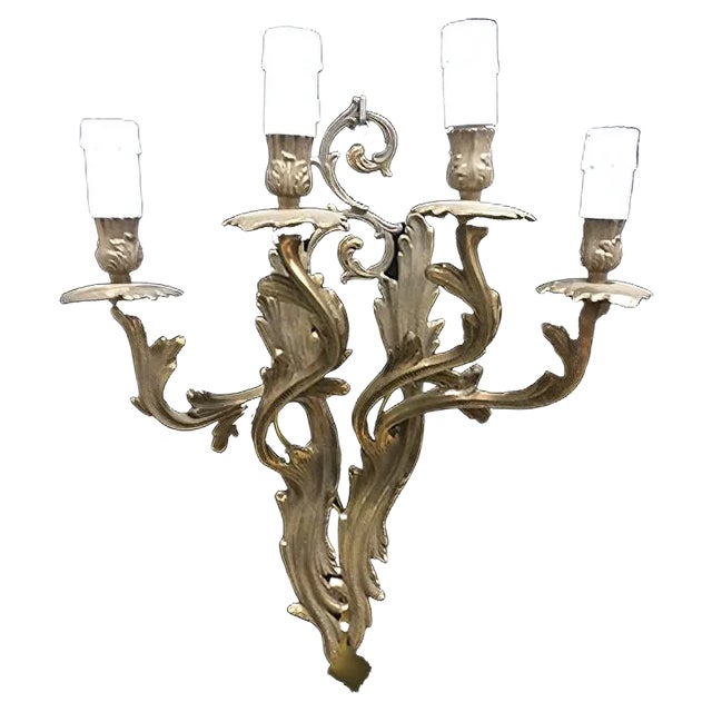 Vintage Italian Bronze Wall Sconce, 1940s For Sale