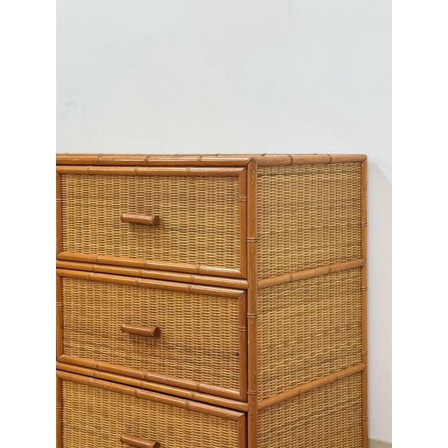 Vintage, Coastal, Bamboo, Wicker, Six Drawer Dresser, Chest Storage For Sale In Tampa - Image 6 of 18