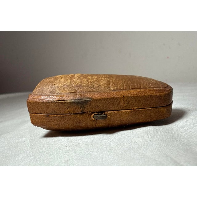Antique Cheroot Cigar Cigarette Genuine Natural Amber W/ Hard Leather Box Case For Sale - Image 4 of 13