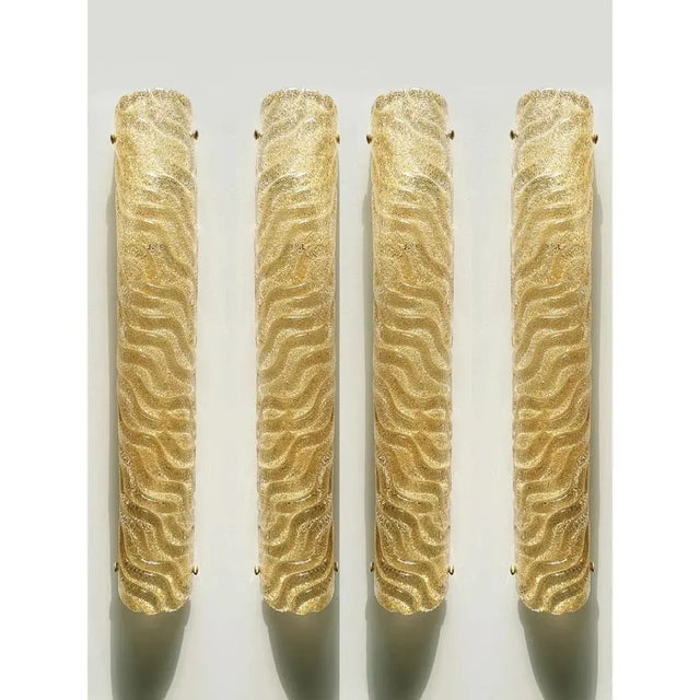 Gold Venetian Gold Graniglia Murano Glass Wall Sconces by Simoeng, Set of 4 For Sale - Image 8 of 14