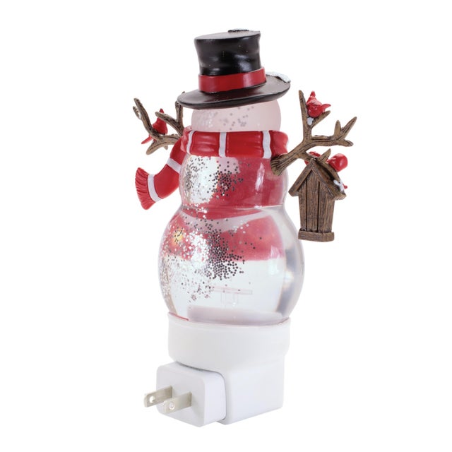 Kenneth Ludwig Chicago Snowman and Cardinals Snow Globe Night Light 7"H For Sale - Image 4 of 4