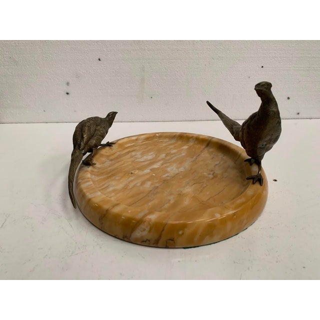Metal Marble Trinket Tray with Bronze Bird Decor, 20th Century For Sale - Image 7 of 7