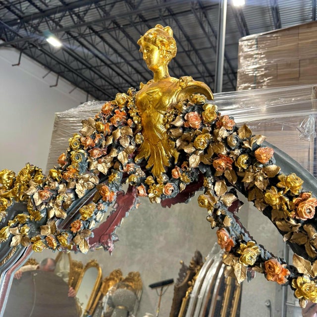 French Style Gold Leaf Woman Floor Mirror For Sale - Image 4 of 8