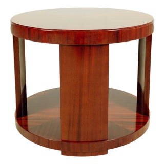 Ralph Lauren Italian Mahogany Round Modern Drum Table For Sale