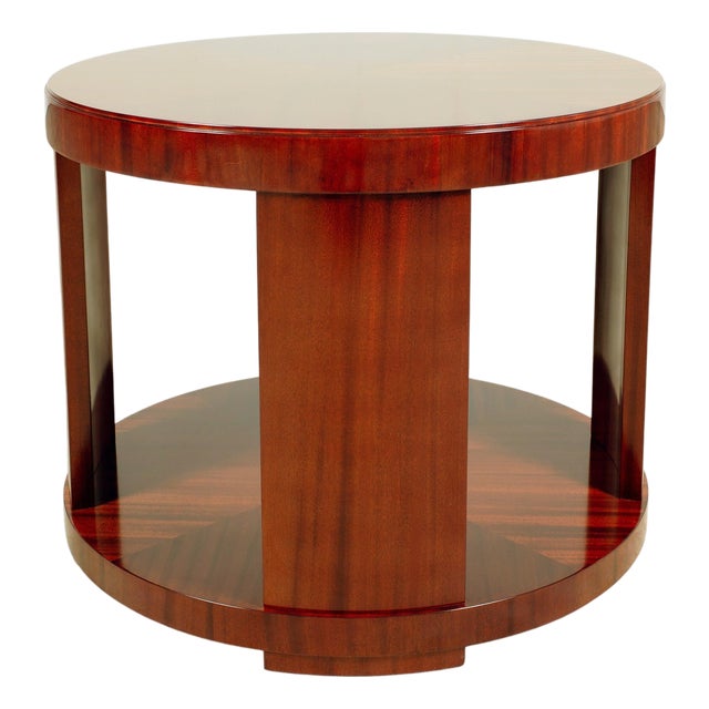 Ralph Lauren Italian Mahogany Round Modern Drum Table For Sale