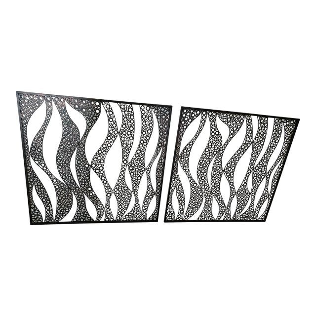 Add an arresting layer of geometric texture and movement to your space with this striking, authentic vintage pair of...
