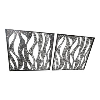 Pair of Horchow Laser-Cut Wave & Circle Metal Large Wall Panels For Sale