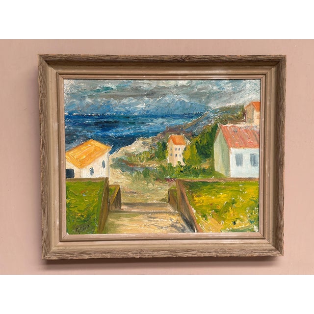 Coastal Landscape with House, 1950s, Oil Painting on Panel, Framed For Sale - Image 12 of 18