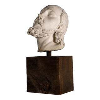 Girolamo Ticciati, Italian School Head of a Bearded Man with Long Hair, 1700s, Marble For Sale