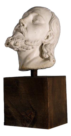 Girolamo Ticciati, Italian School Head of a Bearded Man with Long Hair, 1700s, Marble