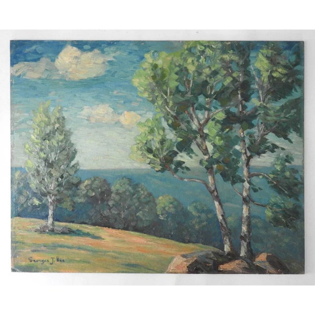 Rustic Vintage Impressionist Hilltop Landscape Painting For Sale - Image 3 of 4