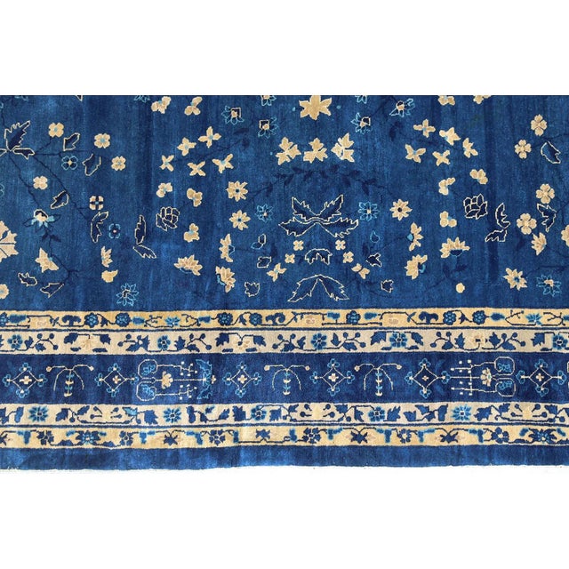 19th Century Floral Blue Peking Rug 11'x14' For Sale - Image 4 of 7