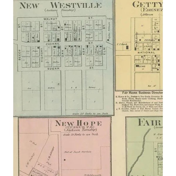 Antique Map of New Westville, Gettysburg, New Hope & Fair Haven, 1871 For Sale - Image 3 of 5