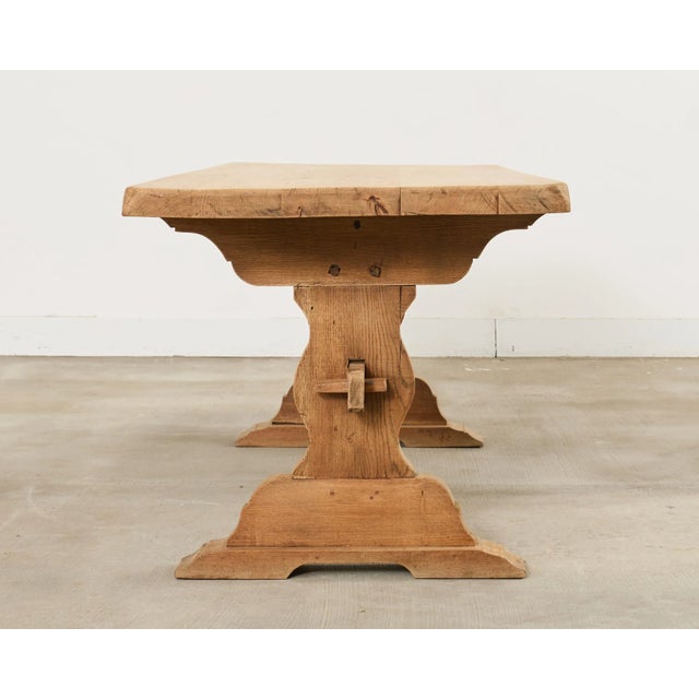 Tan Country French Bleached Oak Farmhouse Dining Table 6.5 Ft For Sale - Image 8 of 18
