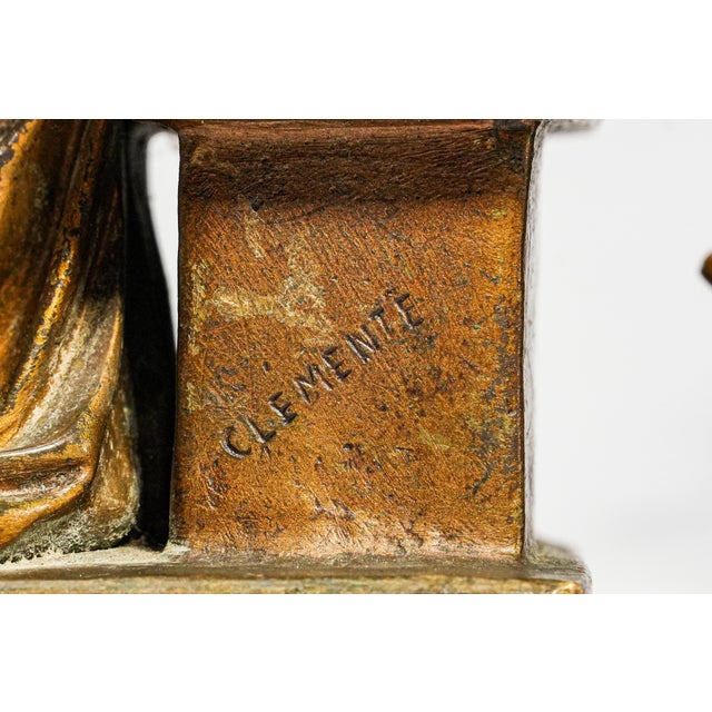 Rare Antique Bertolini Clemente “Pensive” Bronze Woman Figural Sculpture Statue Bookends Ovington New York Luxury Home Decor Art For Sale - Image 9 of 18