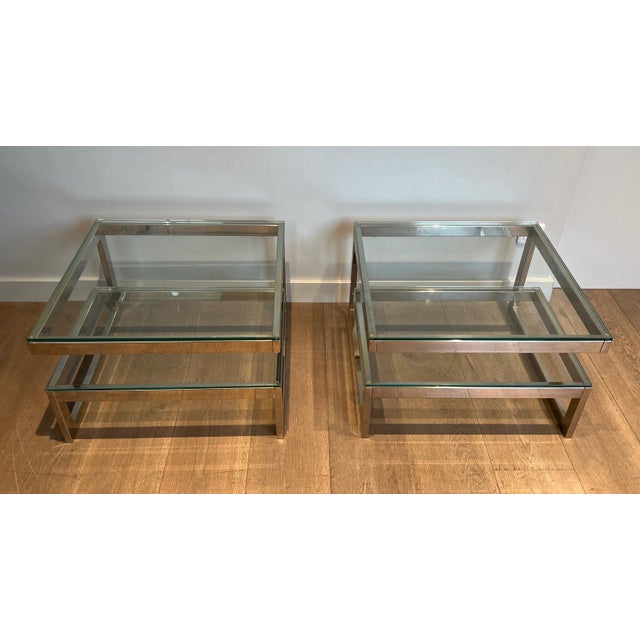 Metal 1970s Design Chrome Side Tables - a Pair For Sale - Image 7 of 12