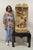 Vintage Burmese Carved Wood Oriental Large Figural Statue Sculpture on Base. Item features solid carved wood sculpture...