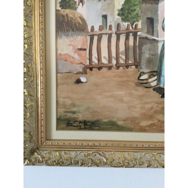 1970s Vintage Watercolor Framed Hand Painted Mediterranean Provincetown Portrait a Pair For Sale In Orlando - Image 6 of 8