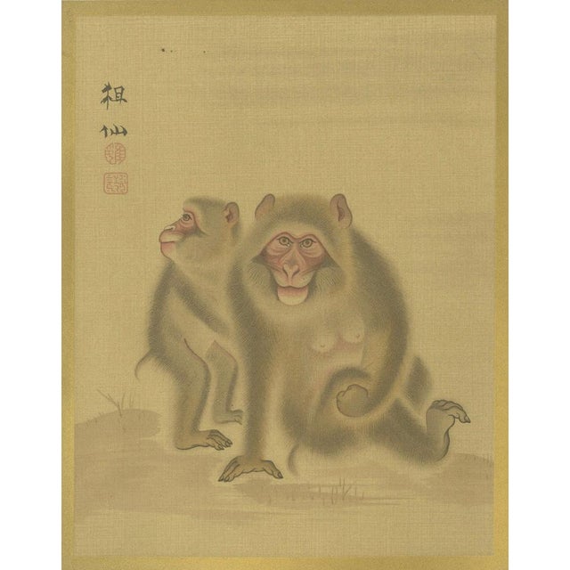 Lemercier, Japanese Monkeys with Peaches, Prints, Set of 2 For Sale - Image 6 of 10