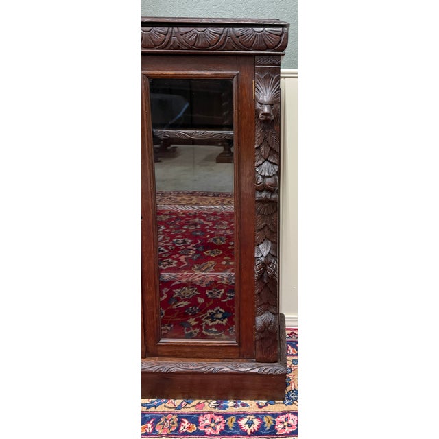 Antique French Pair of Renaissance Carved Bookcases Display Cabinets Oak c.1900 For Sale - Image 11 of 18