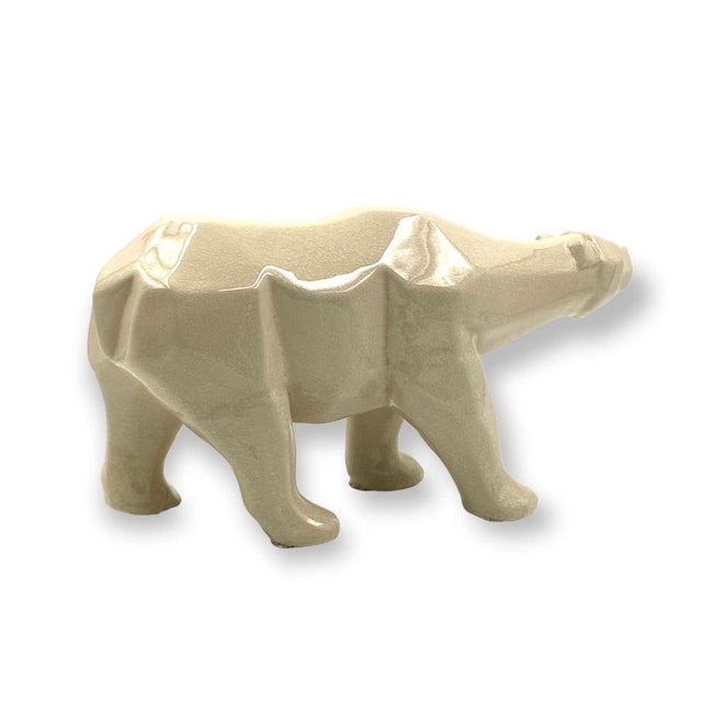 Art Deco Cubist Craquelé Polar Bear from L&V Ceram, France, 1970s For Sale - Image 6 of 18