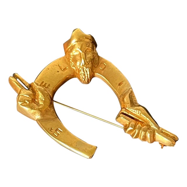 French Art Bronze Brooch St Eloi by Line Vautrin For Sale