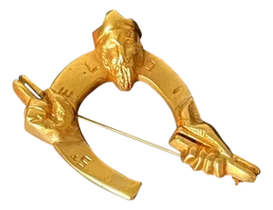 French Art Bronze Brooch St Eloi by Line Vautrin