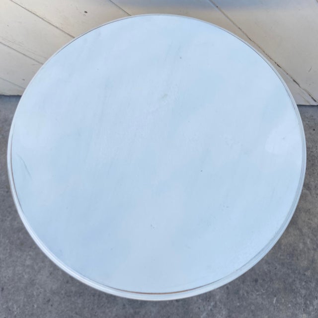 Wood Drexel Heritage Round White Side Table With Lower Shelf For Sale - Image 7 of 12