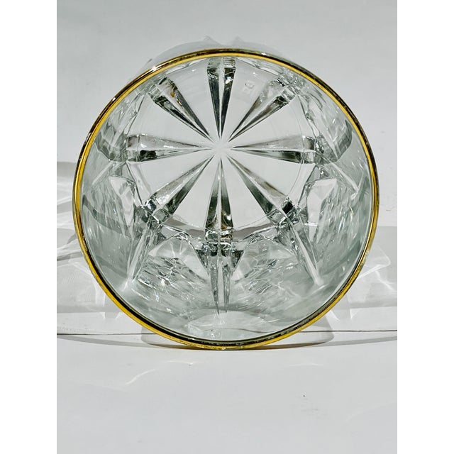 Late 20th Century Stunning Vintage Gold Rimmed Cut Glass Whiskey Set of 4, Double Old Fashion Glasses For Sale - Image 5 of 6