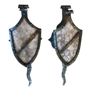 1910s Cast Iron and Mica Shield Wall Sconces - a Pair