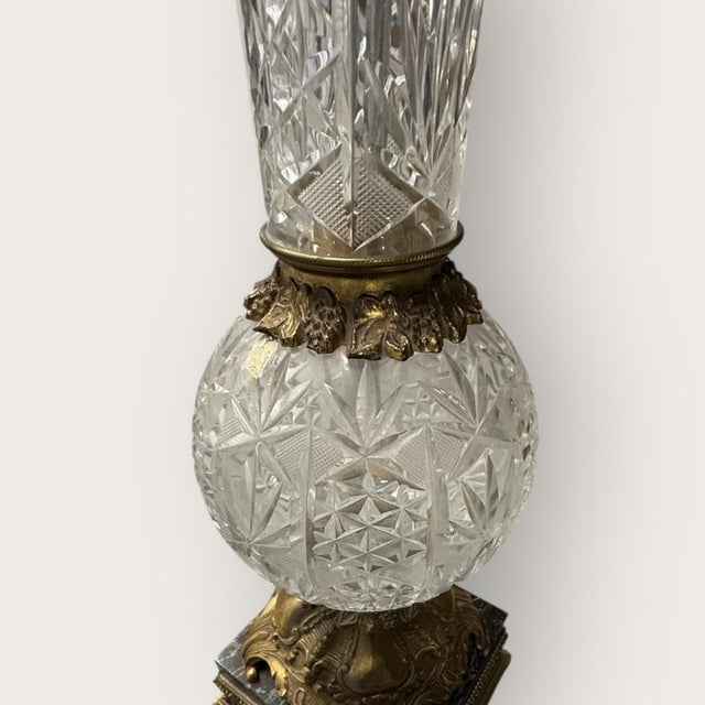 1970s The Italian Crystal & Marble Lamp For Sale - Image 10 of 13