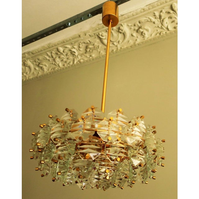 Gold-Plated Brass and Faceted Glass Chandelier from Kinkeldey, 1960s For Sale - Image 12 of 12