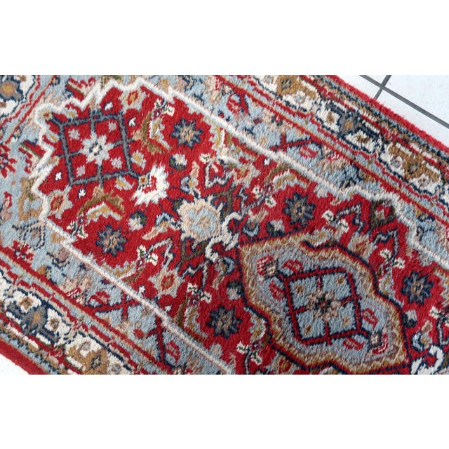 Sky Blue 1970s, Handmade Vintage Persian Hamadan Rug 2.2' X 4.7' For Sale - Image 8 of 11