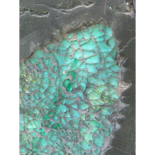 Large Vintage Textured Mosaic Leaf Wall Hanging Large Glass Leaves Wall Art For Sale - Image 4 of 6