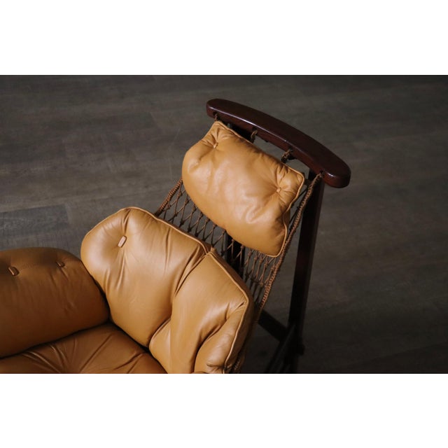 Set of Jangada Lounge Chair and Ottoman in Cognac Leather by Jean Gillon, Brazil, 1960s For Sale - Image 16 of 18
