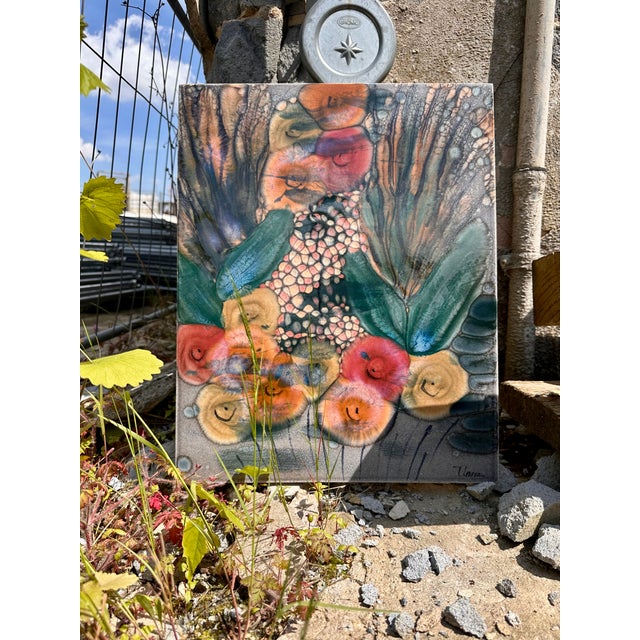 This high quality ceramic art wall panel was hand-painted by the artist Traute Lossau during the 1960s for KMK-...