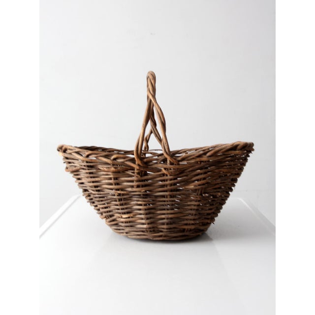 Vintage Wicker Gathering Basket For Sale - Image 4 of 14