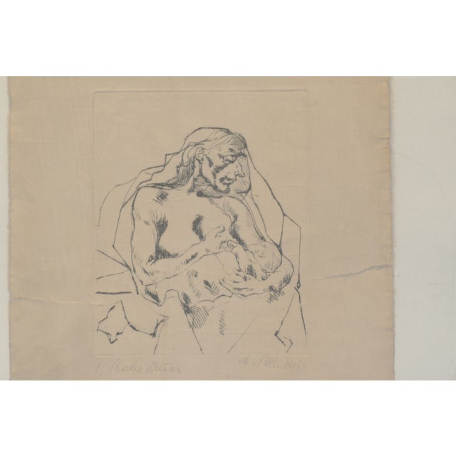 Mother * Child, Abraham Palukst, Berlin, 1922, Framed Etching with Dedication For Sale - Image 3 of 8