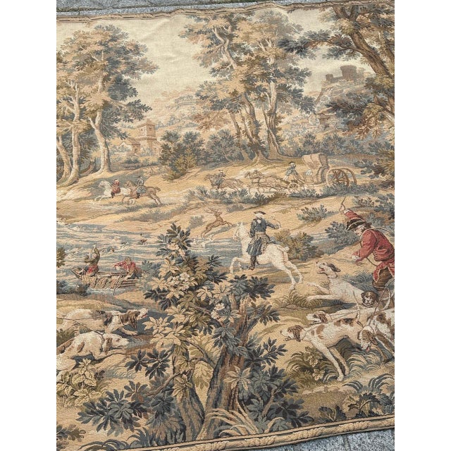 1970s Vintage French Aubusson Jacquard Tapestry Hunting with Hounds, 1970s For Sale - Image 5 of 18