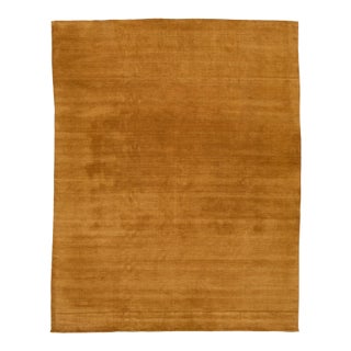 Apadana's Modern Gabbeh Hand-Loom Wool Area Rug in Earthy Yellow-Orange. For Sale
