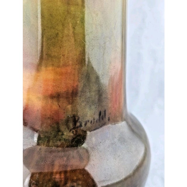 Ceramic Antique 1890s Luscian Ware Vase Signed by Engelbert Brodel Hand Painted Germany For Sale - Image 7 of 11