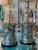 Metal Vintage Large Floral Porcelain Chinoiserie Blue Drum Table Lamps New Wiring -A Pair For Sale - Image 7 of 13