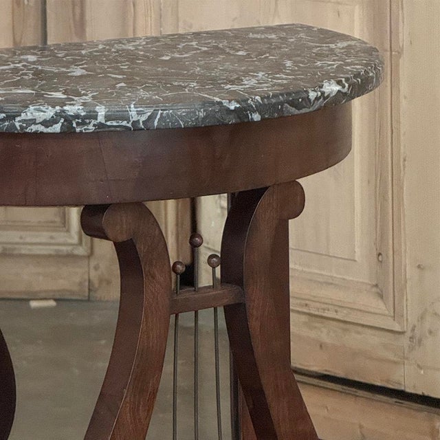 Auburn Empire Demilune Lyre Console in Mahogany With St. Anne Marble Top For Sale - Image 8 of 18