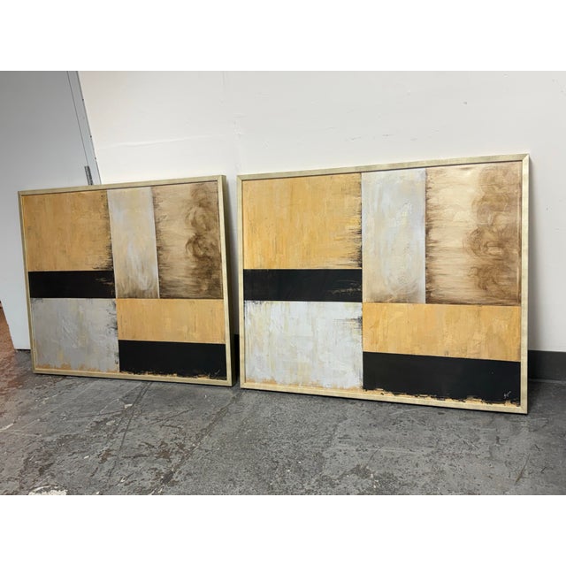 Design Plus Gallery presents a Pair of “Flatiron” Abstract Canvas Artwork by Soyeon for Z Gallerie. Signed by artist...