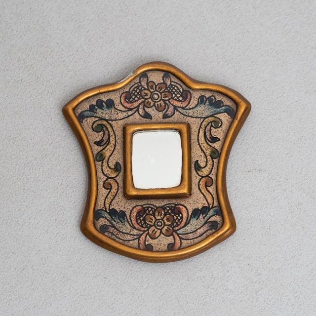Wood Mid-Century Peruvian Hand-Painted Wooden Wall Mirrors, 1960s, Set of 3 For Sale - Image 7 of 12