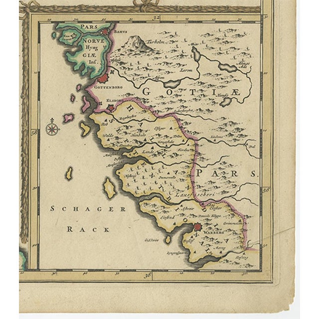 South Sweden Map with Inset of Halmstad by Frederik De Wit, 1680 For Sale - Image 3 of 13