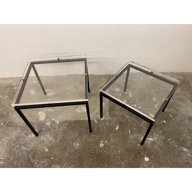 Black Vintage Modernist Acrylic Glass and Steel Side Tables, 1980s, Set of 2 For Sale - Image 8 of 11