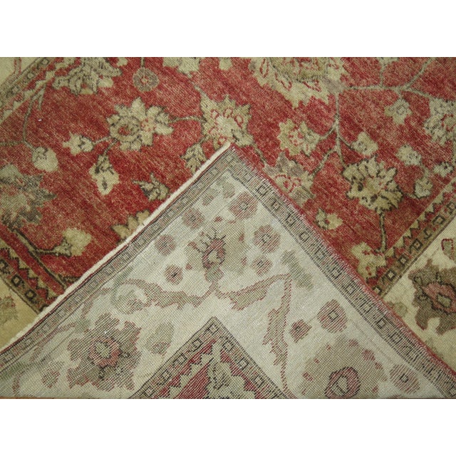 Early 20th Century Zabihi Collection Crimson Red Turkish Oushak Carpet - 5'3" x 9'11" For Sale - Image 4 of 12