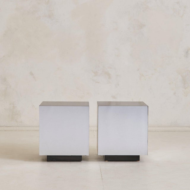 Modern Italian Metallic Finish Cube Side Table, 1970s - 2 Available For Sale - Image 3 of 5